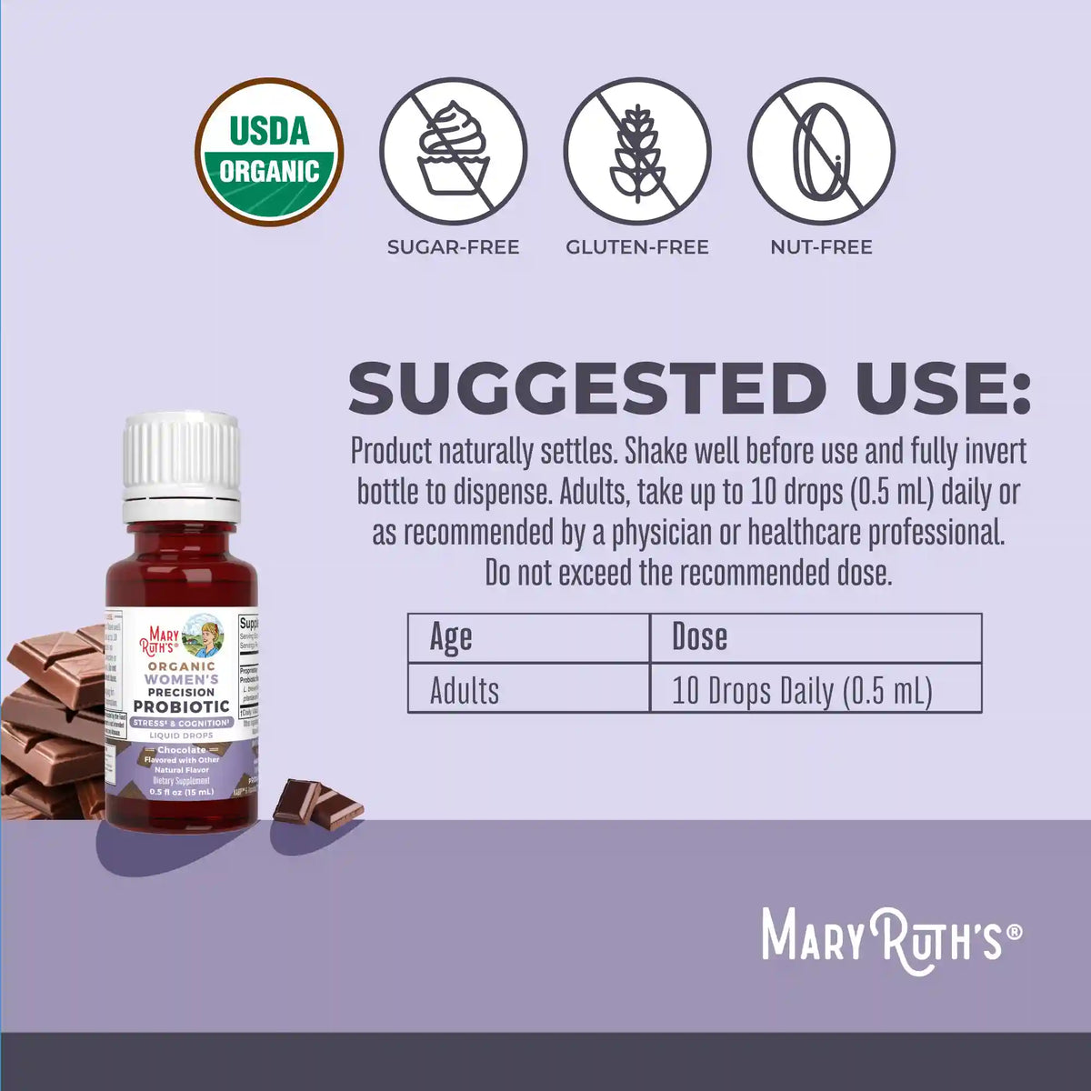 Organic Women's Precision Probiotic Stress & Cognition Liquid Drops