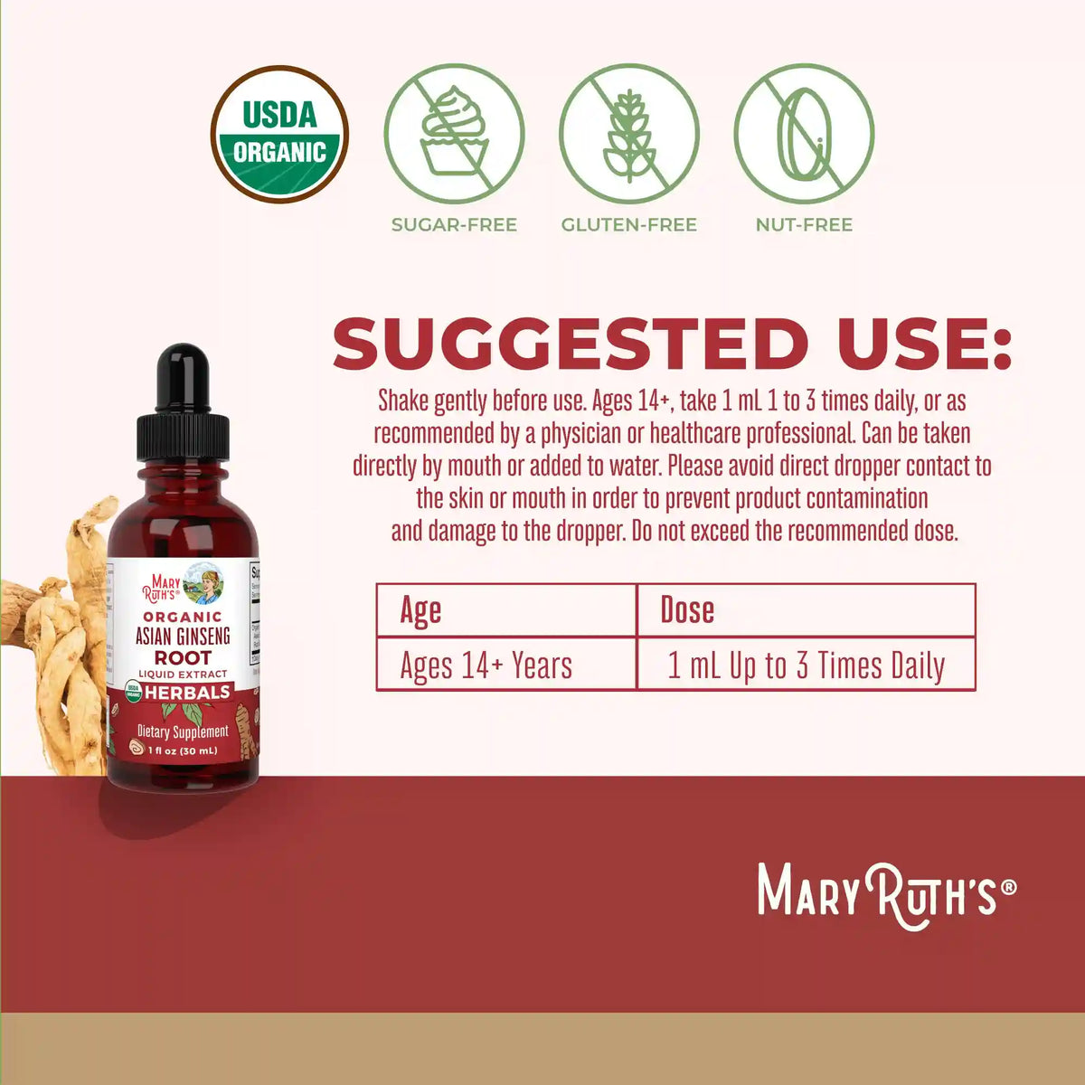 Asian Ginseng Drops, Org, 1 oz