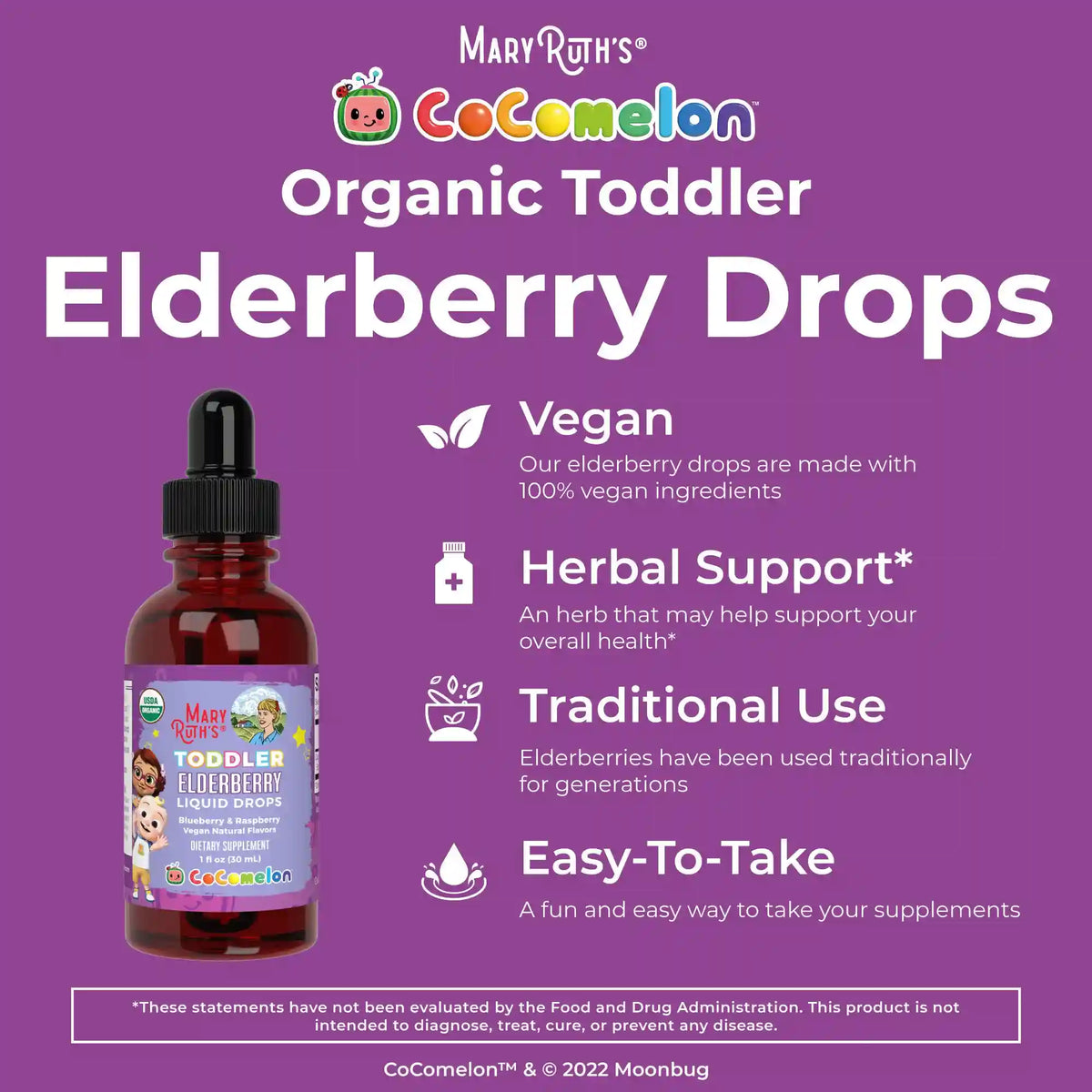 CoComelon Organic Toddler Elderberry Liquid Drops