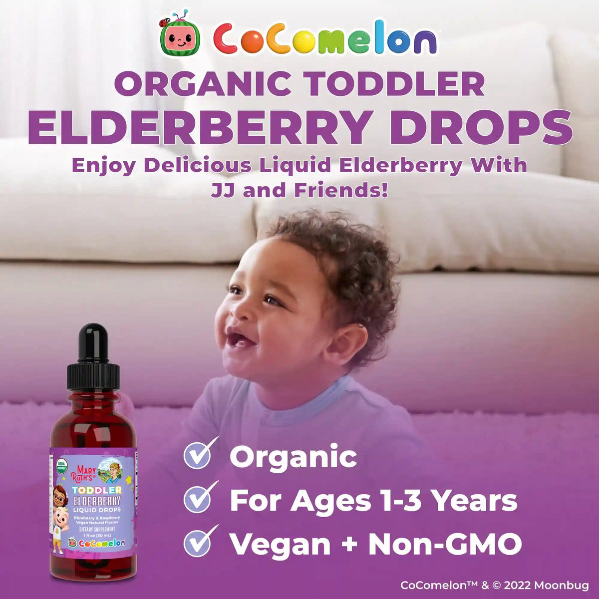 CoComelon Organic Toddler Elderberry Liquid Drops