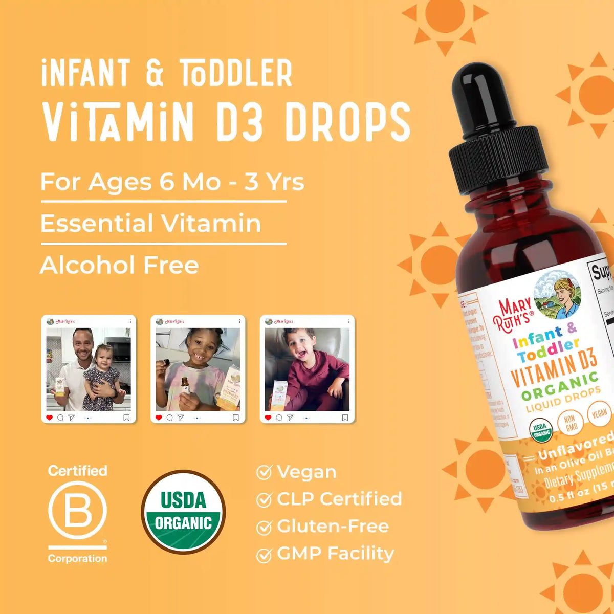 Infant & Toddler Vitamin D3 Organic Liquid Drops