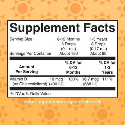 Infant & Toddler Vitamin D3 Organic Liquid Drops