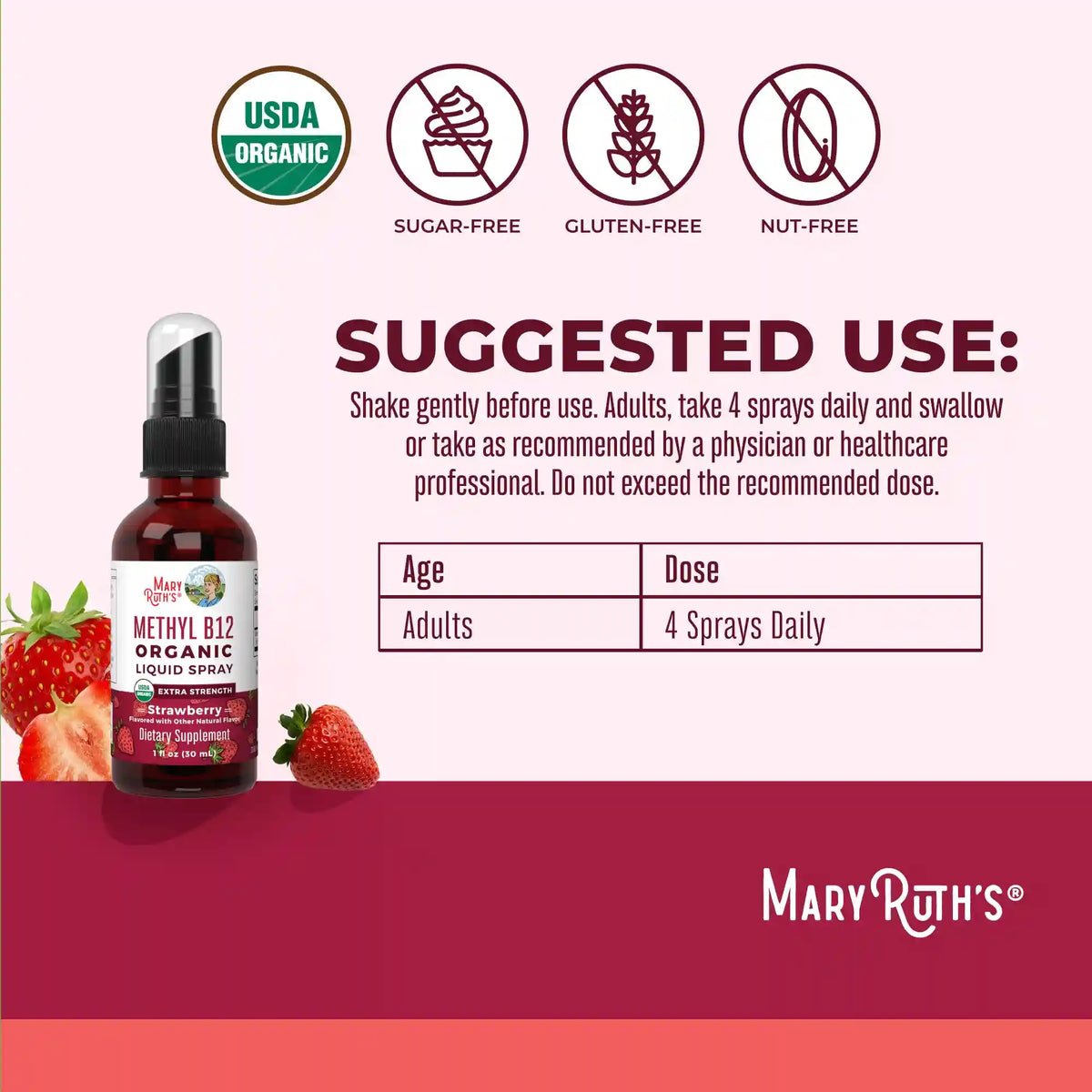Methyl B12 Organic Spray, Strawberry