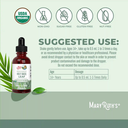 Organic Holy Basil Leaf Liquid Drops