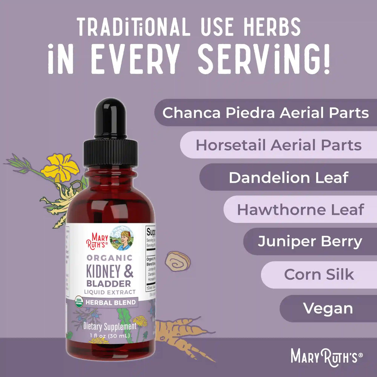 Organic Kidney & Bladder Herbal Blend Liquid Drops
