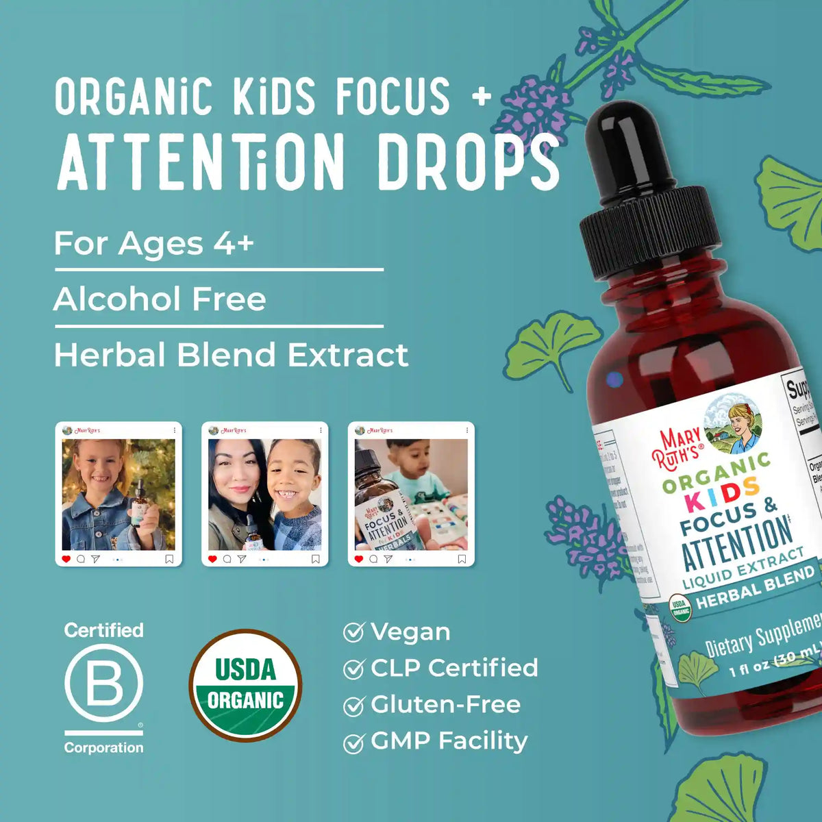 Organic Kids Focus & Attention Liquid Drops