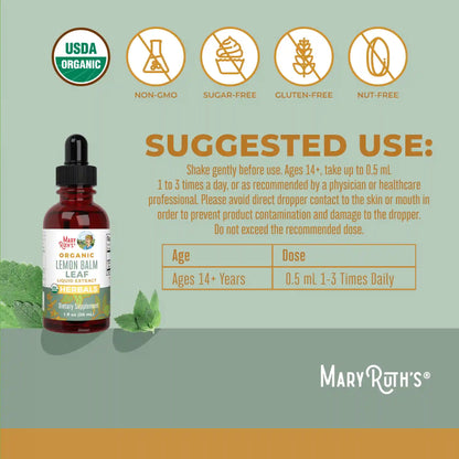 Organic Lemon Balm Leaf Liquid Drops