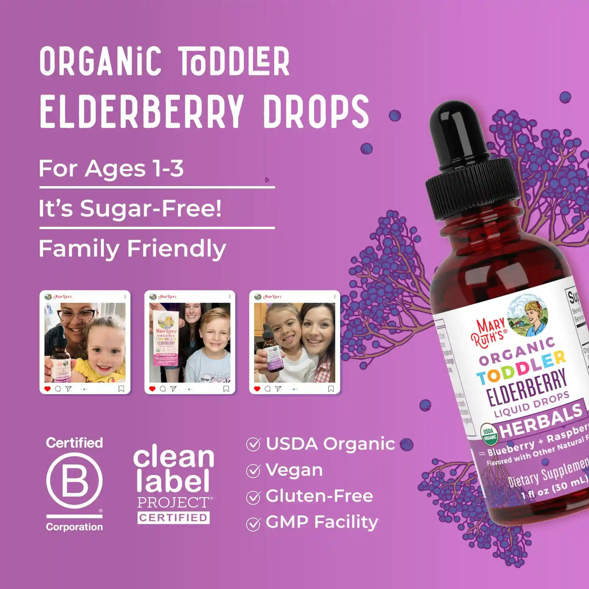 Organic Toddler Elderberry Liquid Drops