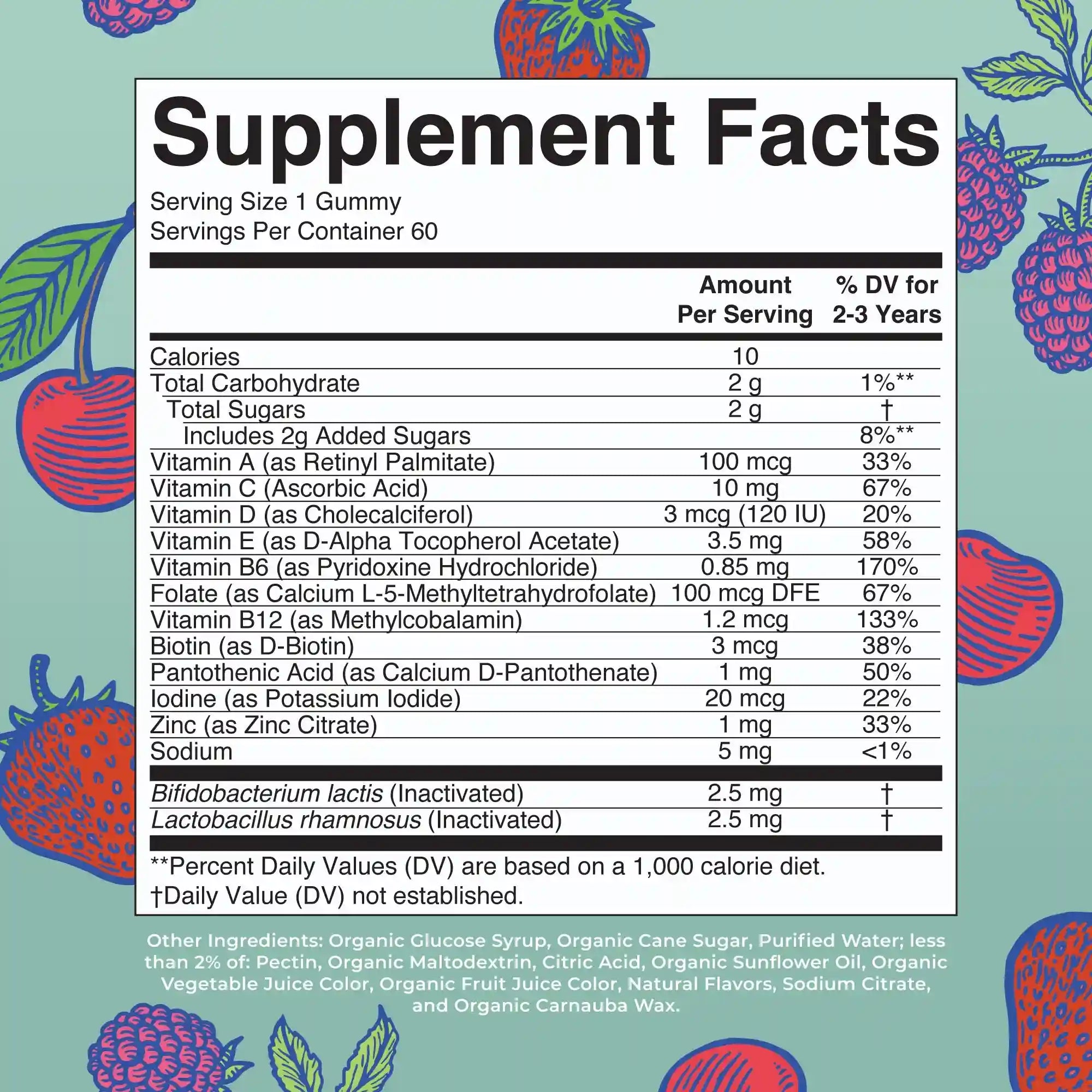 Organic Toddler Multivitamin + Postbiotics Gummies
