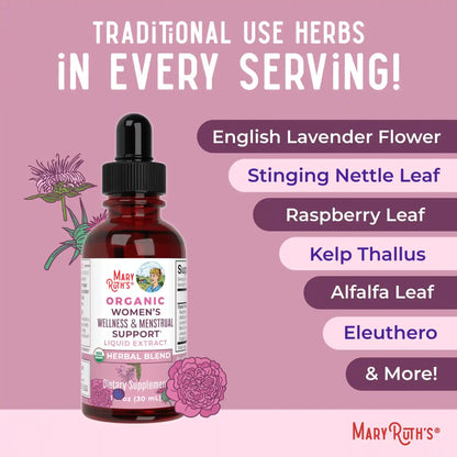 Organic Women's Wellness & Menstrual Support Liquid Drops